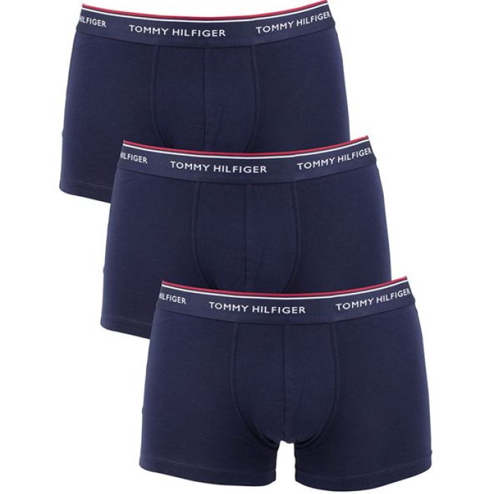 Tommy Hilfiger ανδρικά βαμβακερά boxers trunk 3pack (σκούρο μπλε),άνετη γραμμή,95%cotton 5%elastane 1U87903842 409