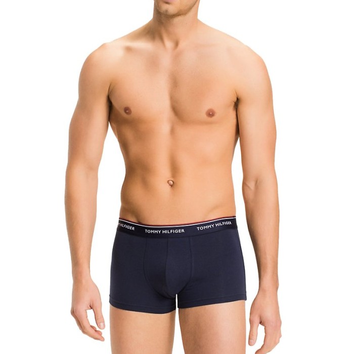 Tommy Hilfiger ανδρικά βαμβακερά boxers trunk 3pack (σκούρο μπλε),άνετη γραμμή,95%cotton 5%elastane 1U87903842 409