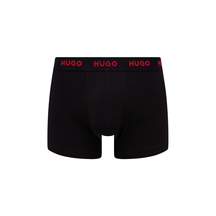 Hugo ανδρικά 3pack boxers βαμβακερά σε μαύρο χρώμα με μαύρο-κόκκινο λάστιχο 50469766-994