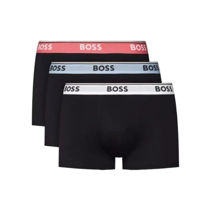 Boss ανδρικά βαμβακερά μποξεράκια 3pack σε μαύρο χρώμα με διαφορετικό χρώμα λάστιχο 50514928 978