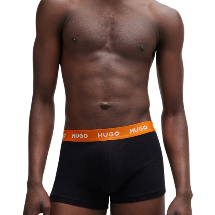 Hugo ανδρικά βαμβακερά 3pack boxers σε μαύρο χρώμα σε διαφορετικό χρώμα στο λάστιχο 50517878 961