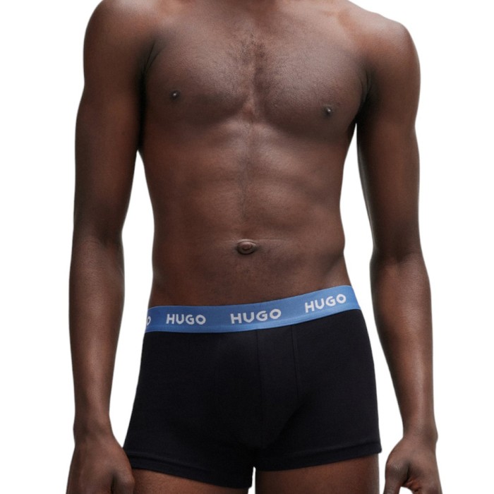 Hugo ανδρικά βαμβακερά 3pack boxers σε μαύρο χρώμα σε διαφορετικό χρώμα στο λάστιχο 50517878 961