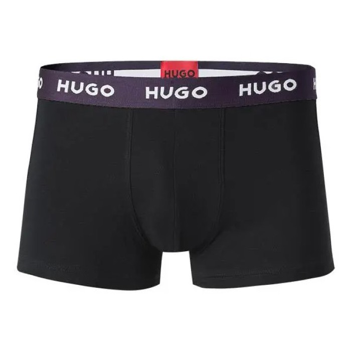 Hugo ανδρικά βαμβακερά 3pack boxers σε μαύρο χρώμα με διαφορετικό χρώμα στο λάστιχο  50517878 988