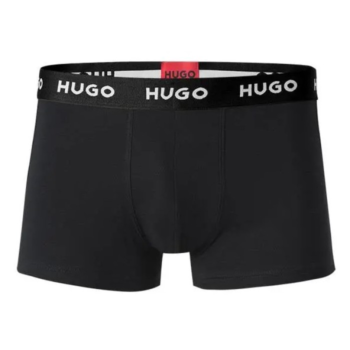 Hugo ανδρικά βαμβακερά 3pack boxers σε μαύρο χρώμα με διαφορετικό χρώμα στο λάστιχο  50517878 988