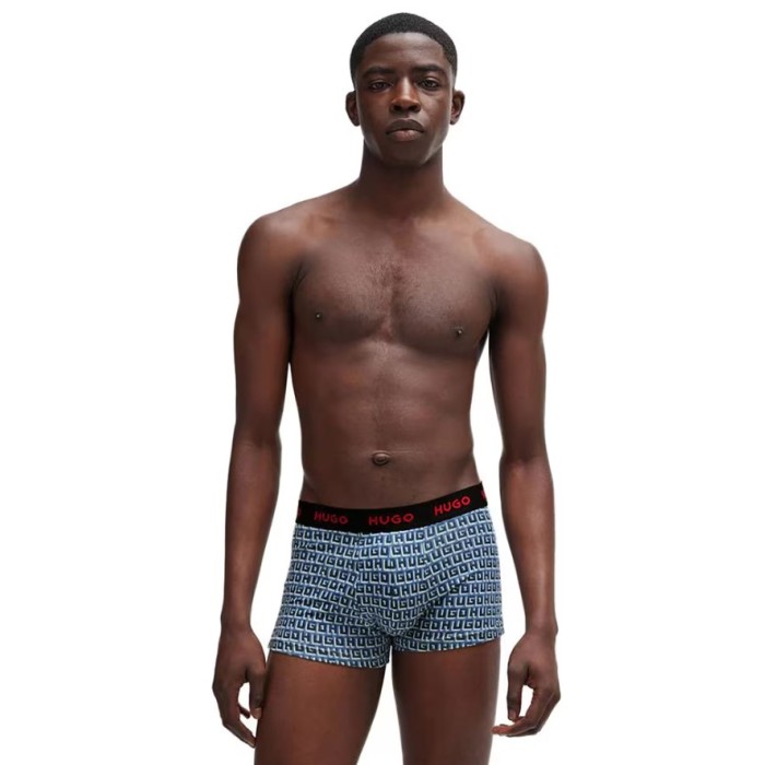 Hugo ανδρικά βαμβακερά 3pack boxers σε τρία χρώματα (μαύρο,print,μπλε) 50517894 975