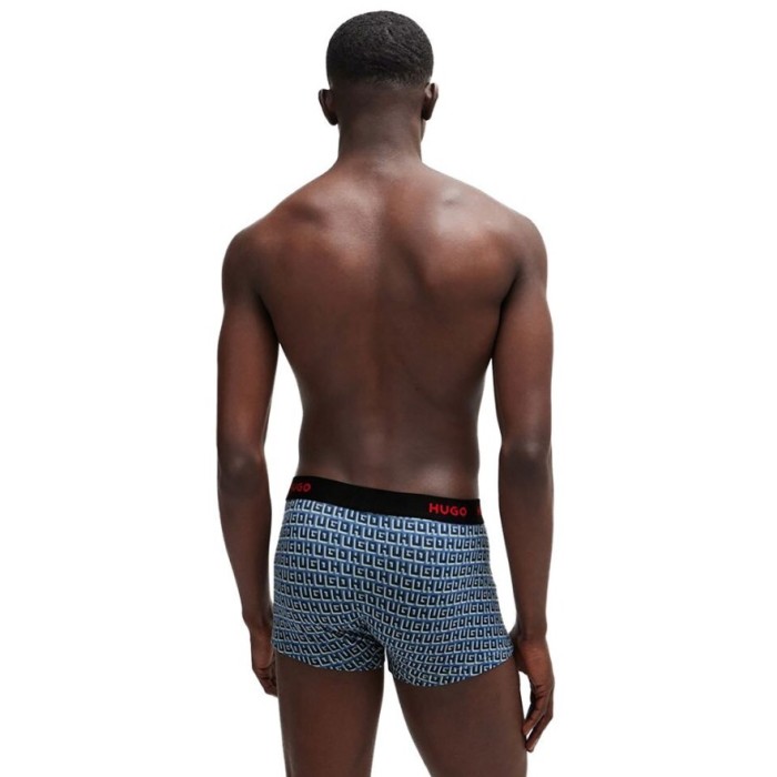 Hugo ανδρικά βαμβακερά 3pack boxers σε τρία χρώματα (μαύρο,print,μπλε) 50517894 975