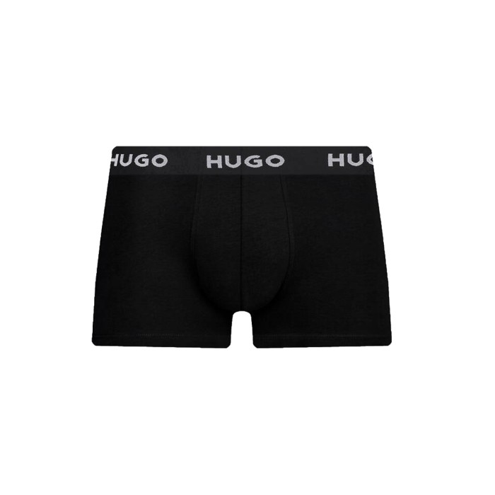 Hugo ανδρικά βαμβακερά 3pack boxers σε μαύρο χρώμα με διαφορετικό χρώμα στο λάστιχο και print 50517894 980