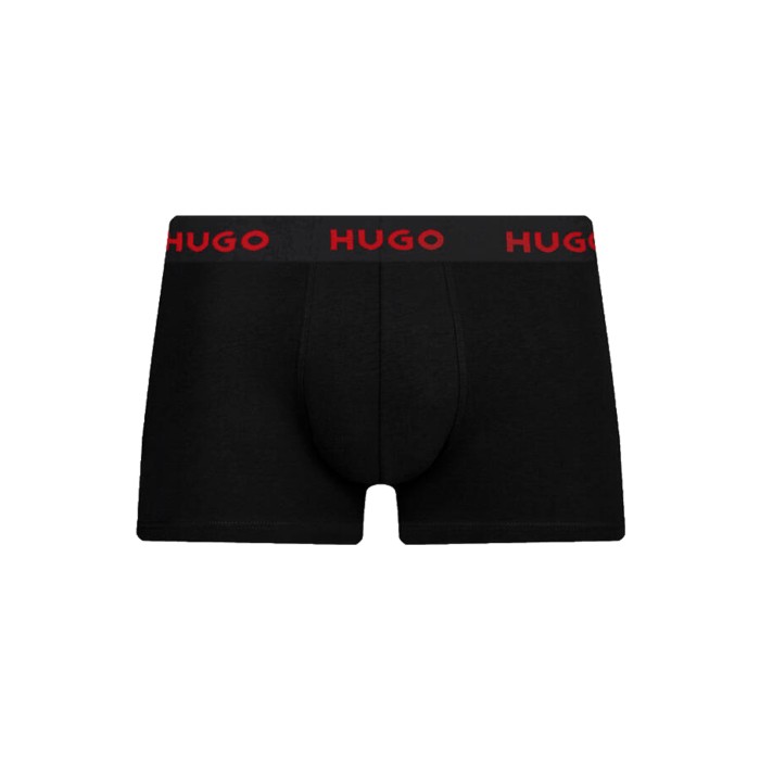 Hugo ανδρικά βαμβακερά 3pack boxers σε μαύρο χρώμα με διαφορετικό χρώμα στο λάστιχο και print 50517894 980