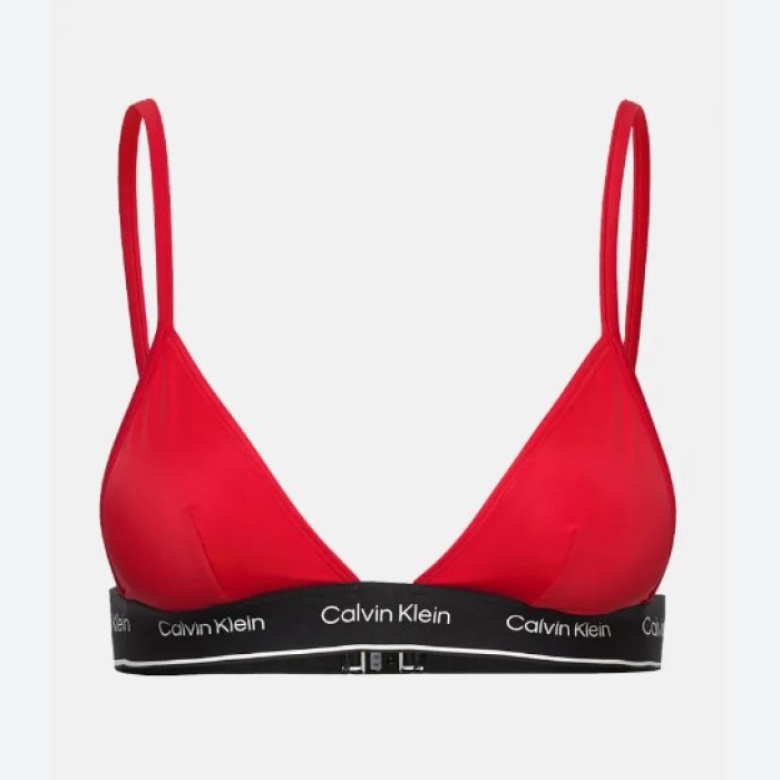 Calvin Klein γυναικείο μαγιό top σε κόκκινο χρώμα με μαύρο λάστιχο KW0KW02424 XNE