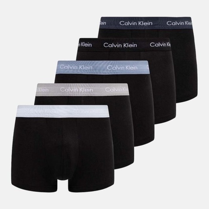 Calvin Klein ανδρικά βαμβακερά boxer 5pack σε μαύρο χρώμα με διαφορετικό χρώμα στο λάστιχο NB2734A Q5M