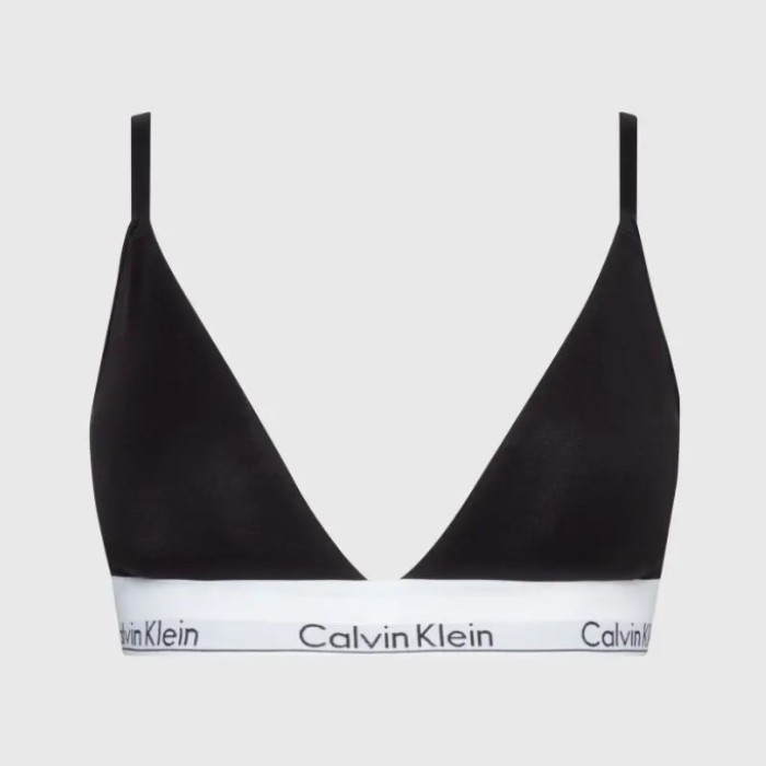 Calvin Klein bralette επενδυμένο σε μαύρο χρώμα με λευκό λάστιχο στο κάτω μέρος. 53%cotton,35%modal,12%elastane QF5650E UB1