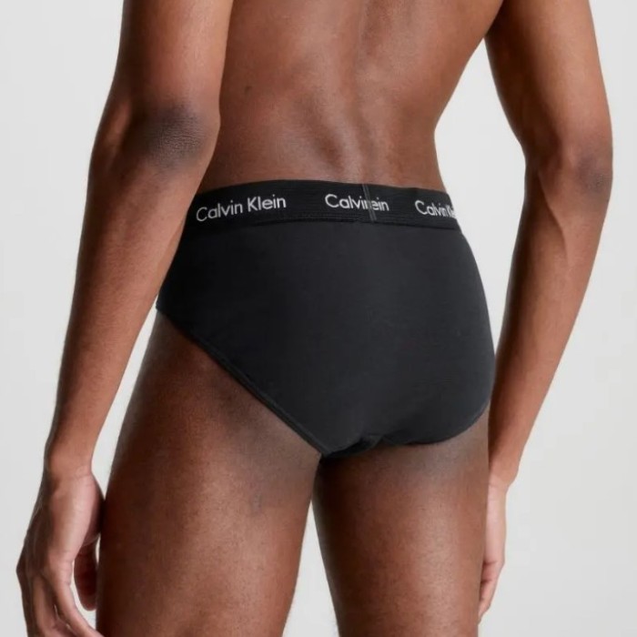 Calvin Klein ανδρικά slip βαμβακερά 3pack σε μαύρο χρώμα με διαφορετικό χρώμα στο λάστιχο,άνετη γραμμή U2661G-H54