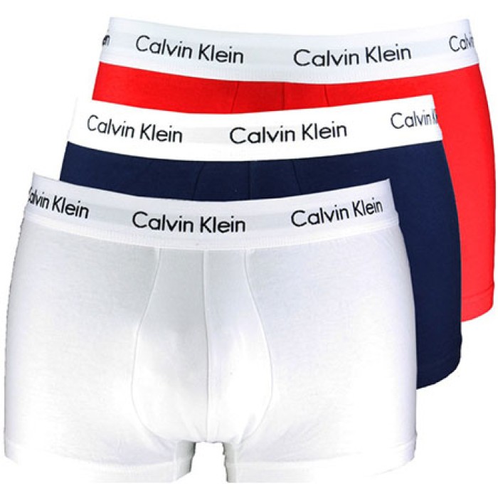 Calvin Klein ανδρικά βαμβακερά  boxer 3pack (λευκό-κόκκινο-μπλε),κανονική γραμμή,95%cotton 5%elastane U2664G-I03