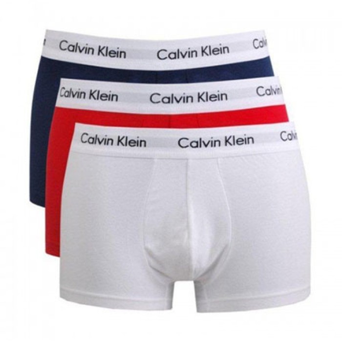 Calvin Klein ανδρικά βαμβακερά  boxer 3pack (λευκό-κόκκινο-μπλε),κανονική γραμμή,95%cotton 5%elastane U2664G-I03