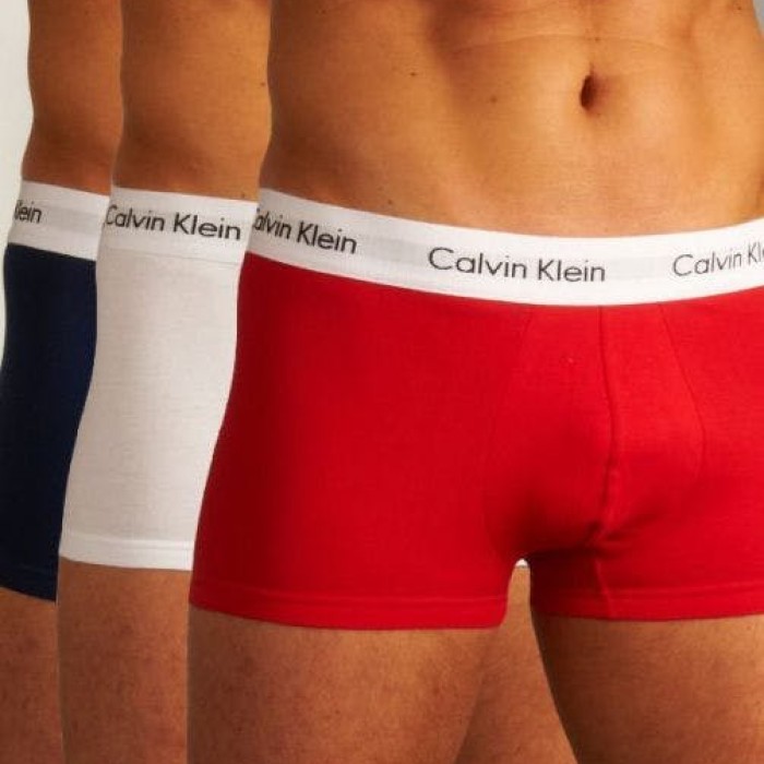 Calvin Klein ανδρικά βαμβακερά  boxer 3pack (λευκό-κόκκινο-μπλε),κανονική γραμμή,95%cotton 5%elastane U2664G-I03