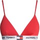 Tommy Hilfiger γυναικείο bralette σε κόκκινο χρώμα και λευκό λάστιχο! Ρυθμιζόμενες τιράντες και αφαιρούμενη επένδυση! UW0UW05607 XLG